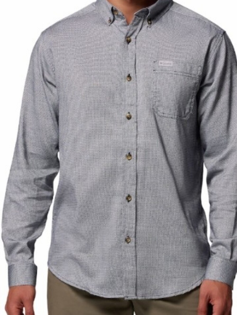 Columbia Sportswear Gray Textured Long Sleeve Button-Down Shirt Size S NWT